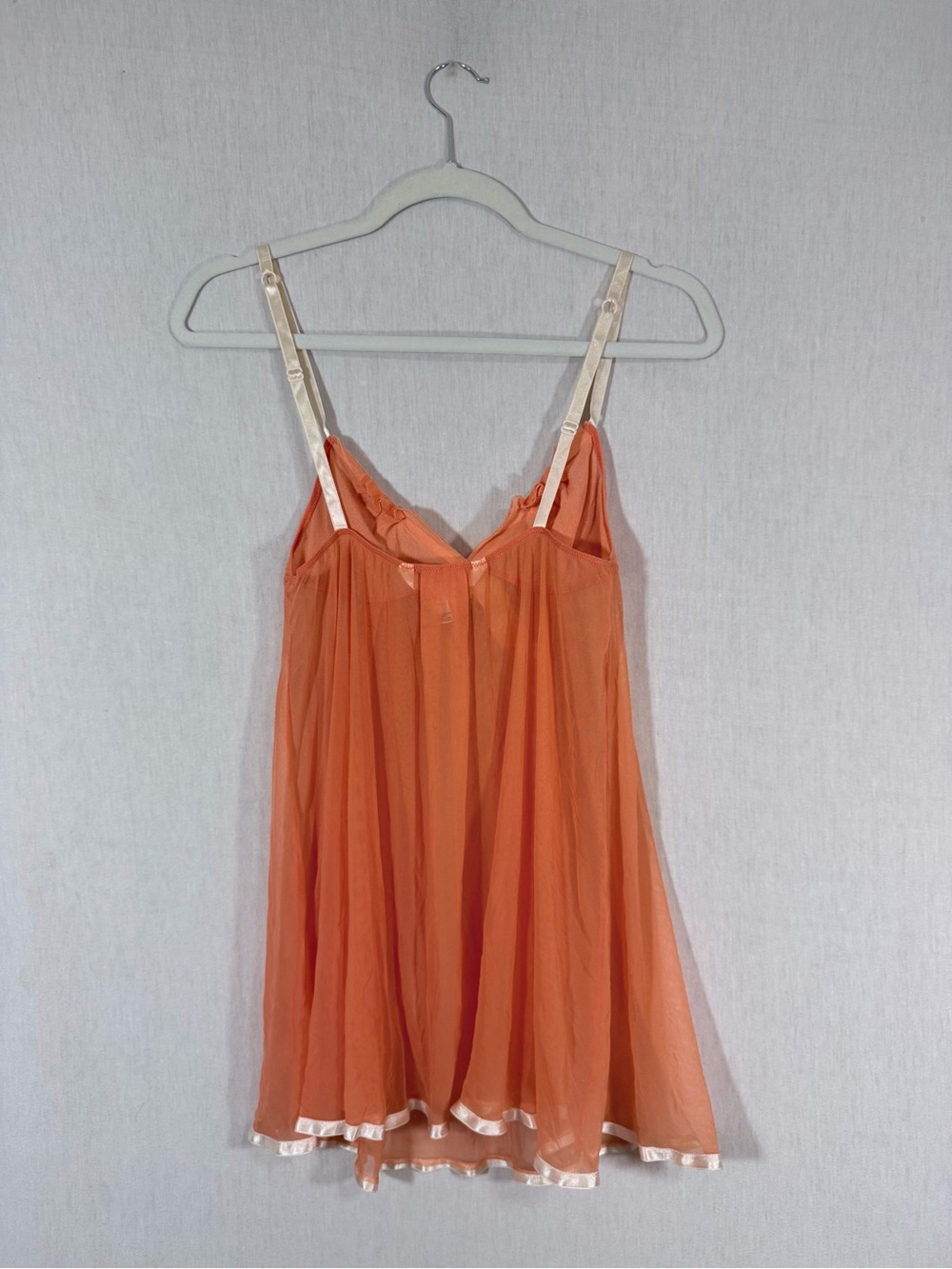Vintage Victoria’s Secret size M Sheer Orange Satin-Trim Babydoll Slip - Picture 3 of 3